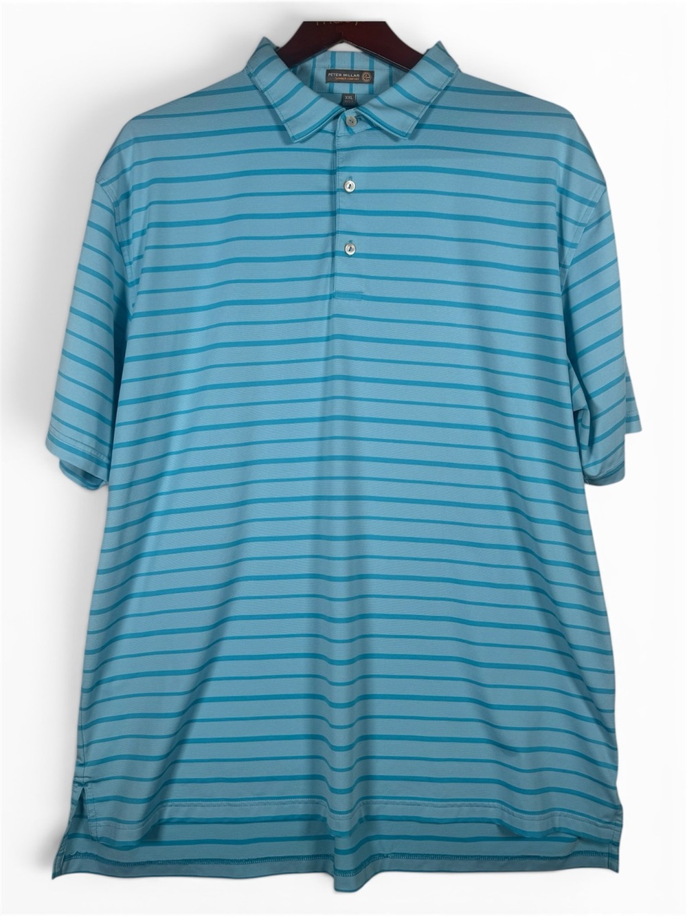 Peter Millar Golf Polo Men’s XXL Blue Striped Performance Shirt
